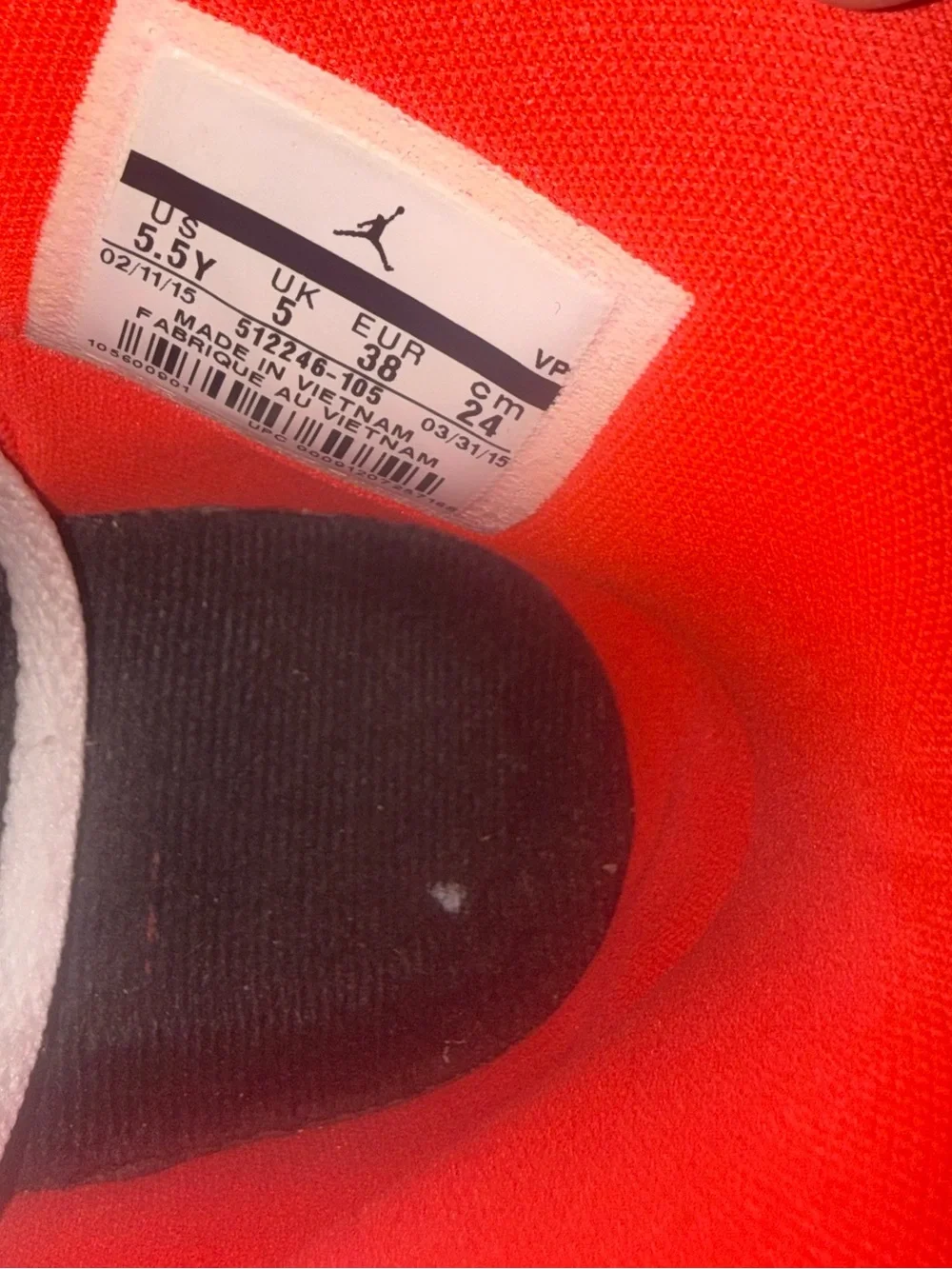 Jordan Kids' White Black Pink and Orange Strap Basketball Sneakers